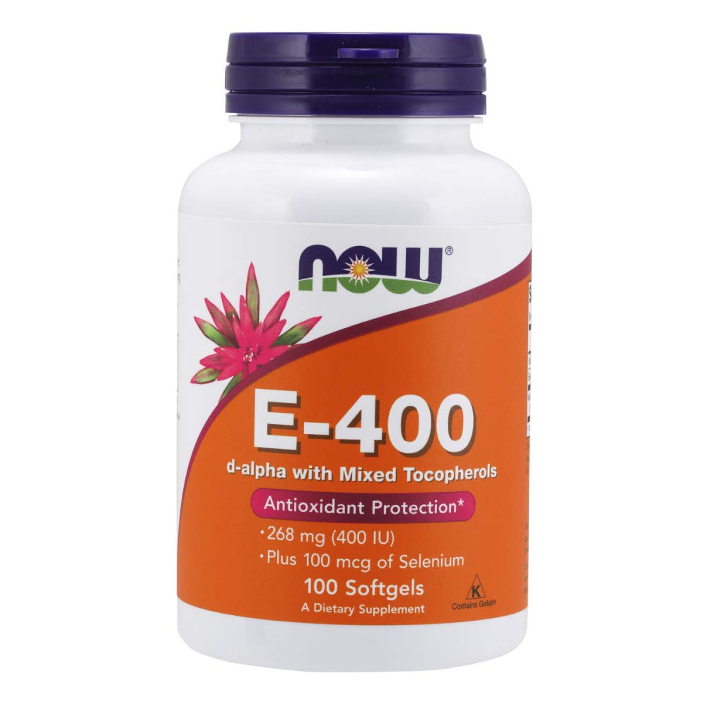 NOW Foods Vitamine E 400 UI gélules pour un soutien antioxydant quotidien.