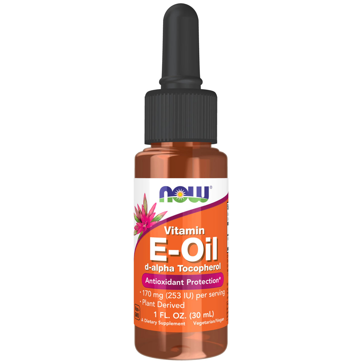 NOW Foods Vitamine E huile liquide, flacon scintillant, prêt à l'emploi.
