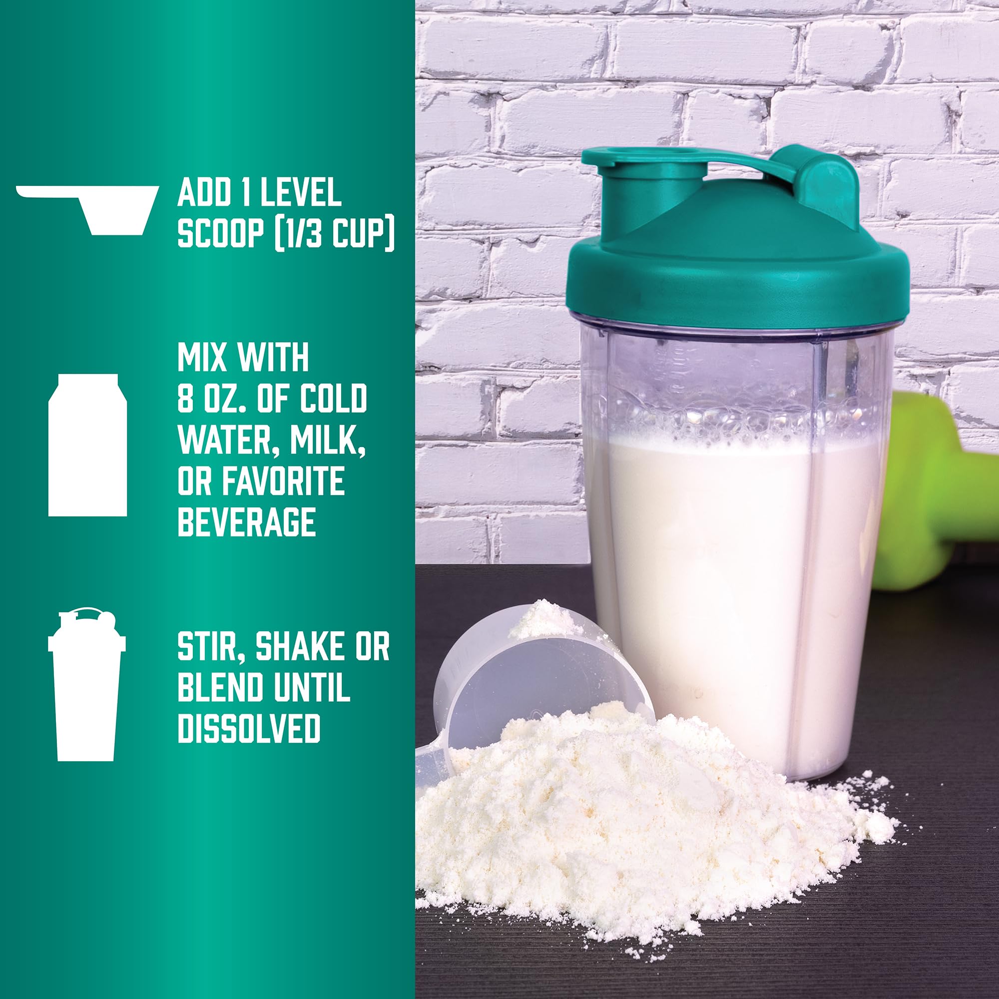 NOW Foods Whey Protein en poudre crémeuse, texture veloutée facilitant l'incorporation.