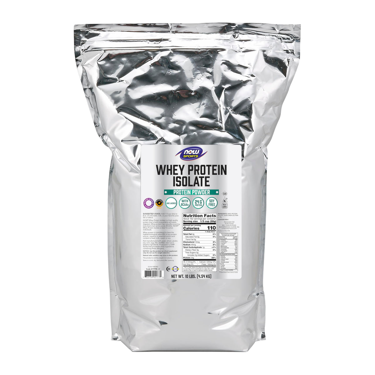 NOW Foods Whey Protein Isolate, poudre naturelle prête à être mélangée dans smoothie après l'effort