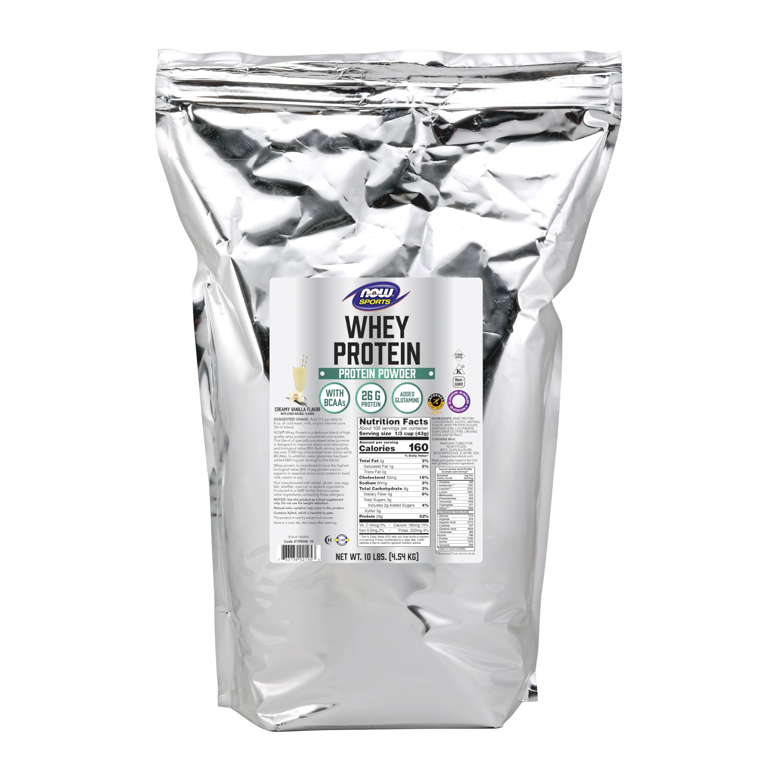NOW Foods Whey Protein vanille crème, boîte 10 livres, source pratique de protéines post-entraînement