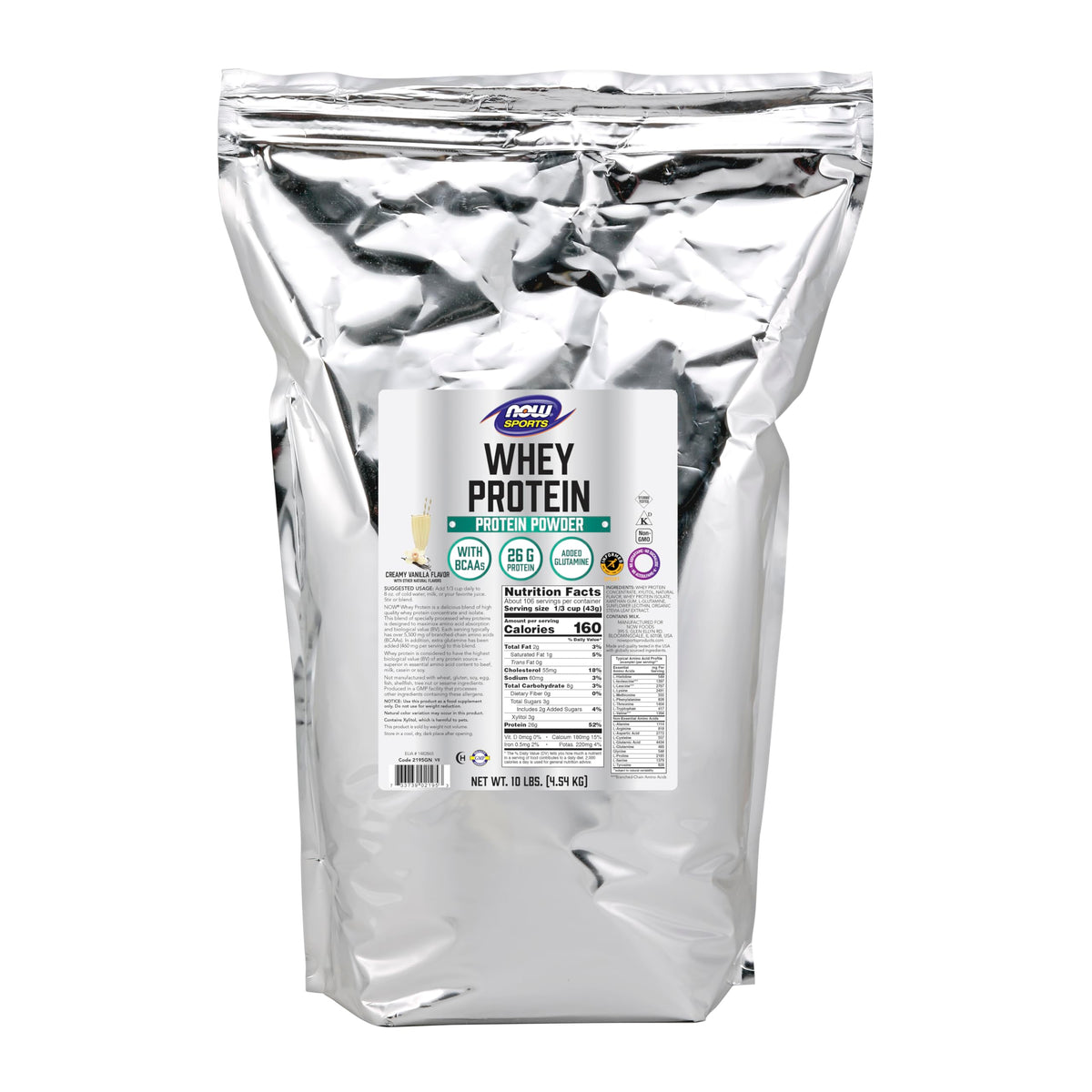 NOW Foods Whey Protein vanille crème, boîte 10 livres, source pratique de protéines post-entraînement