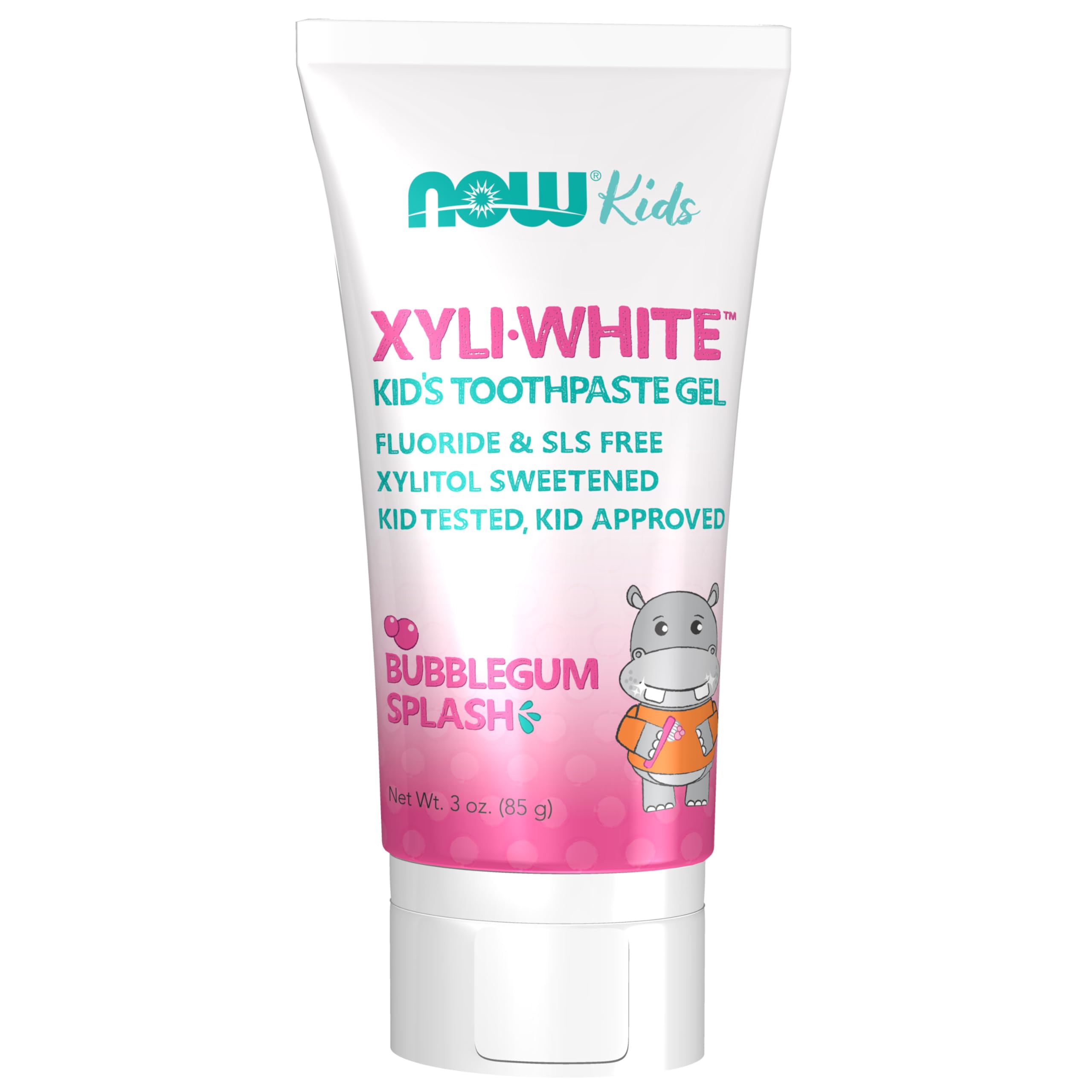 NOW Foods XyliWhite Kids Bubblegum Splash en flacon, entretien quotidien des dents des enfants.