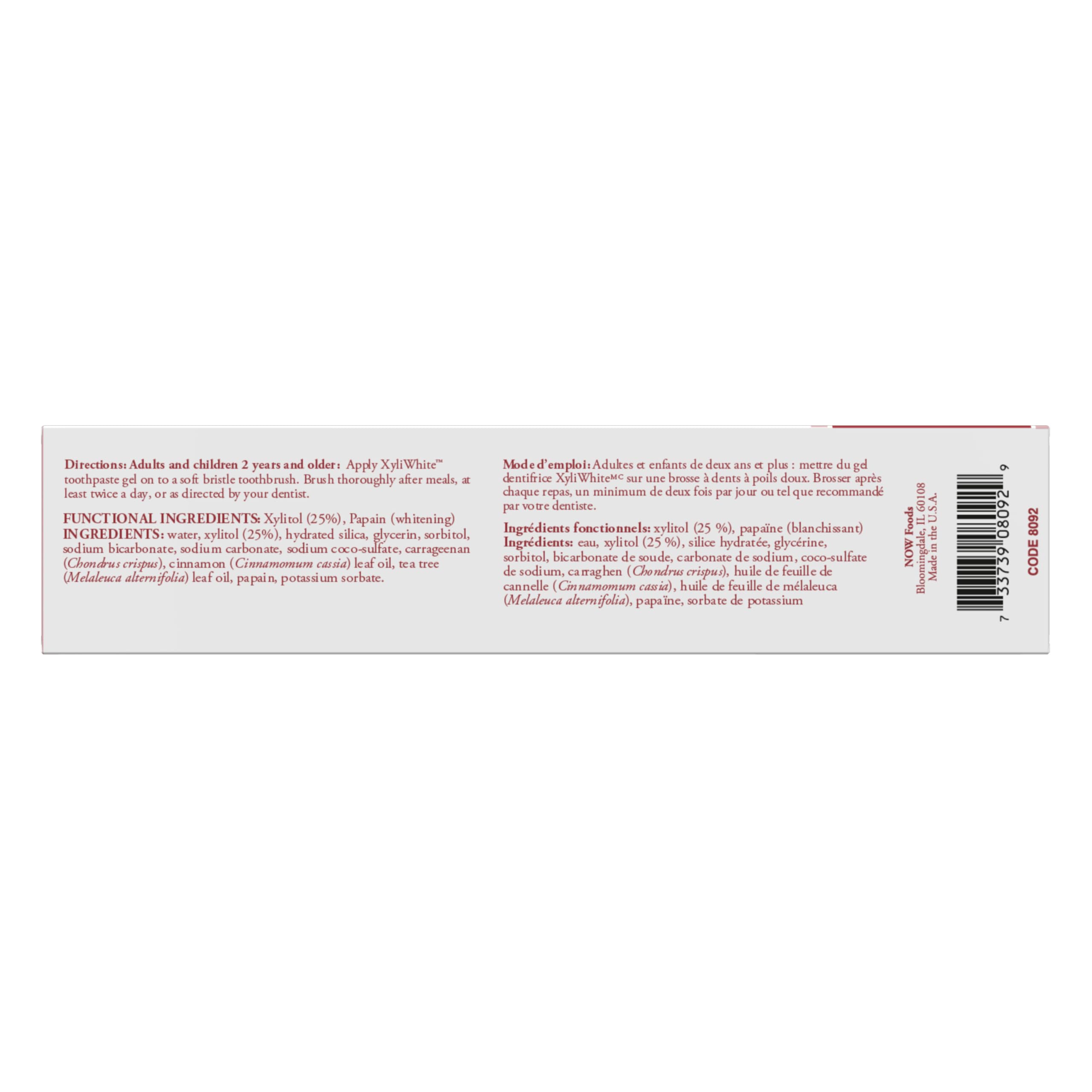 NOW Foods XyliWhite Gel Dentaire – 25 % xylitol, haleine plus fraîche.