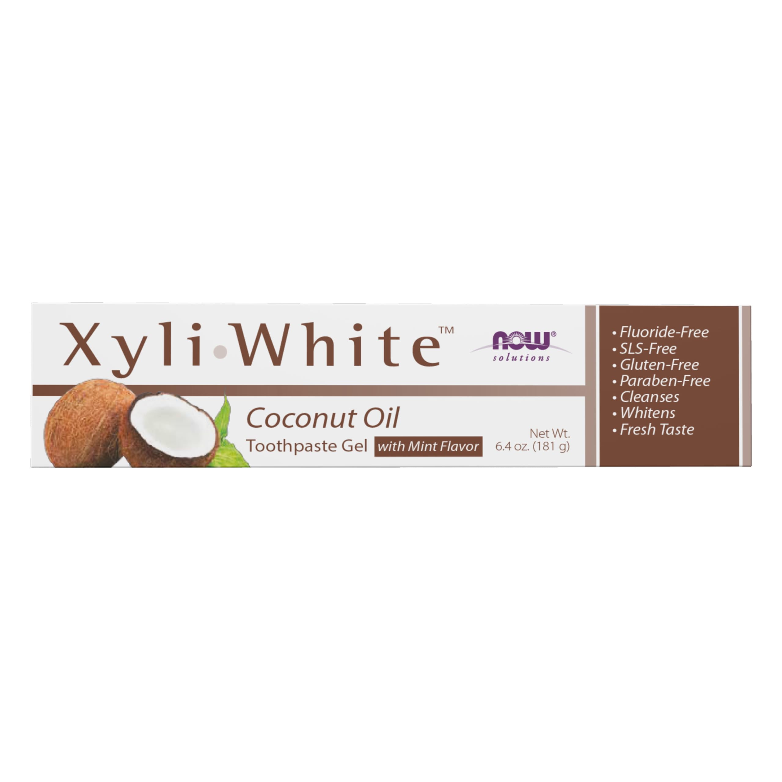 NOW Foods XyliWhite tube dentifrice coco-menthe, haleine fraîche après brossage