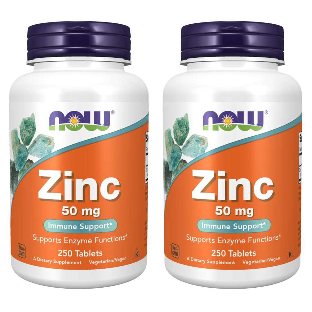 NOW Foods Zinc 50 mg, bouteille, soutien potentiel du métabolisme et du système immunitaire.