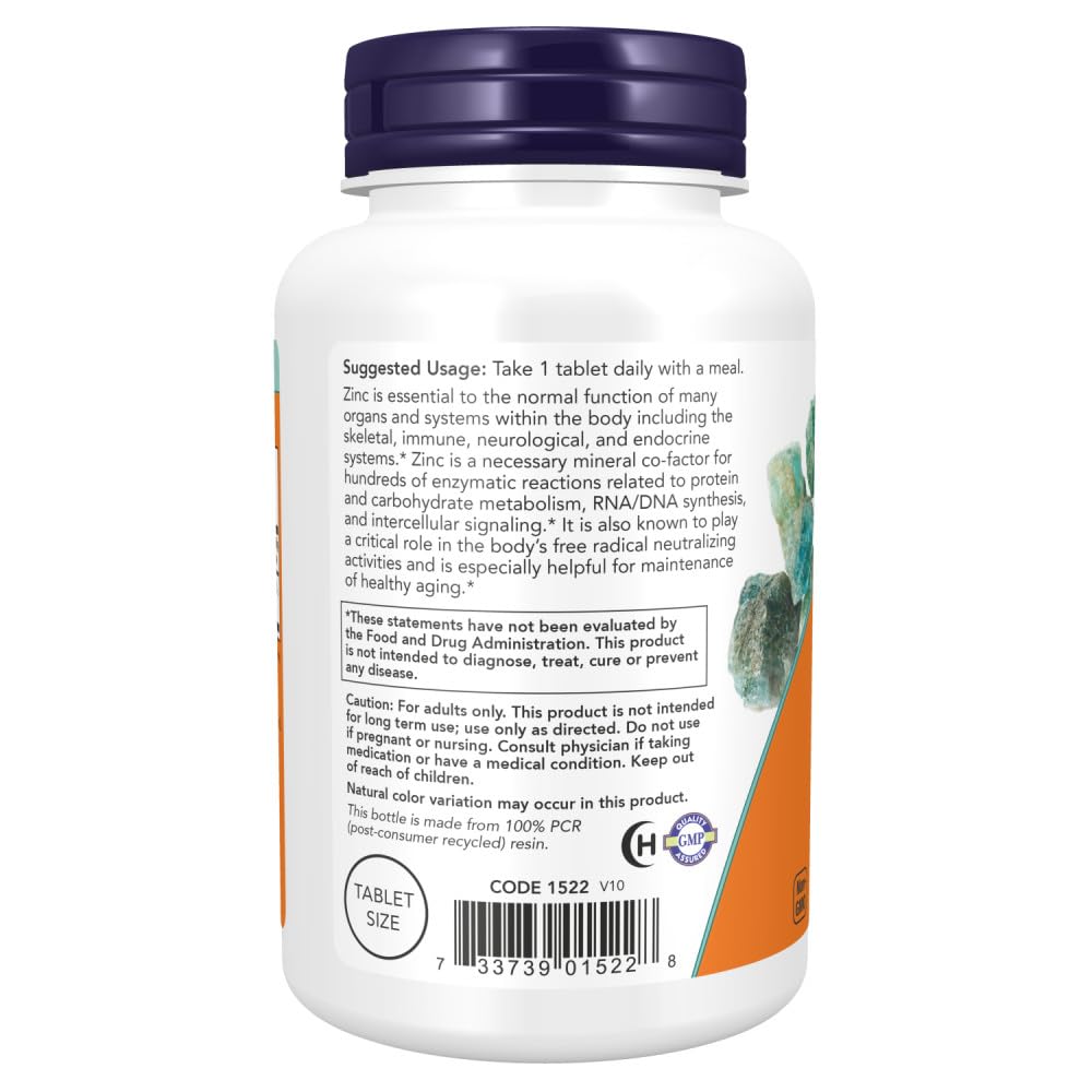 NOW Foods Zinc Gluconate: étiquette lisible, produit végan et sans soja