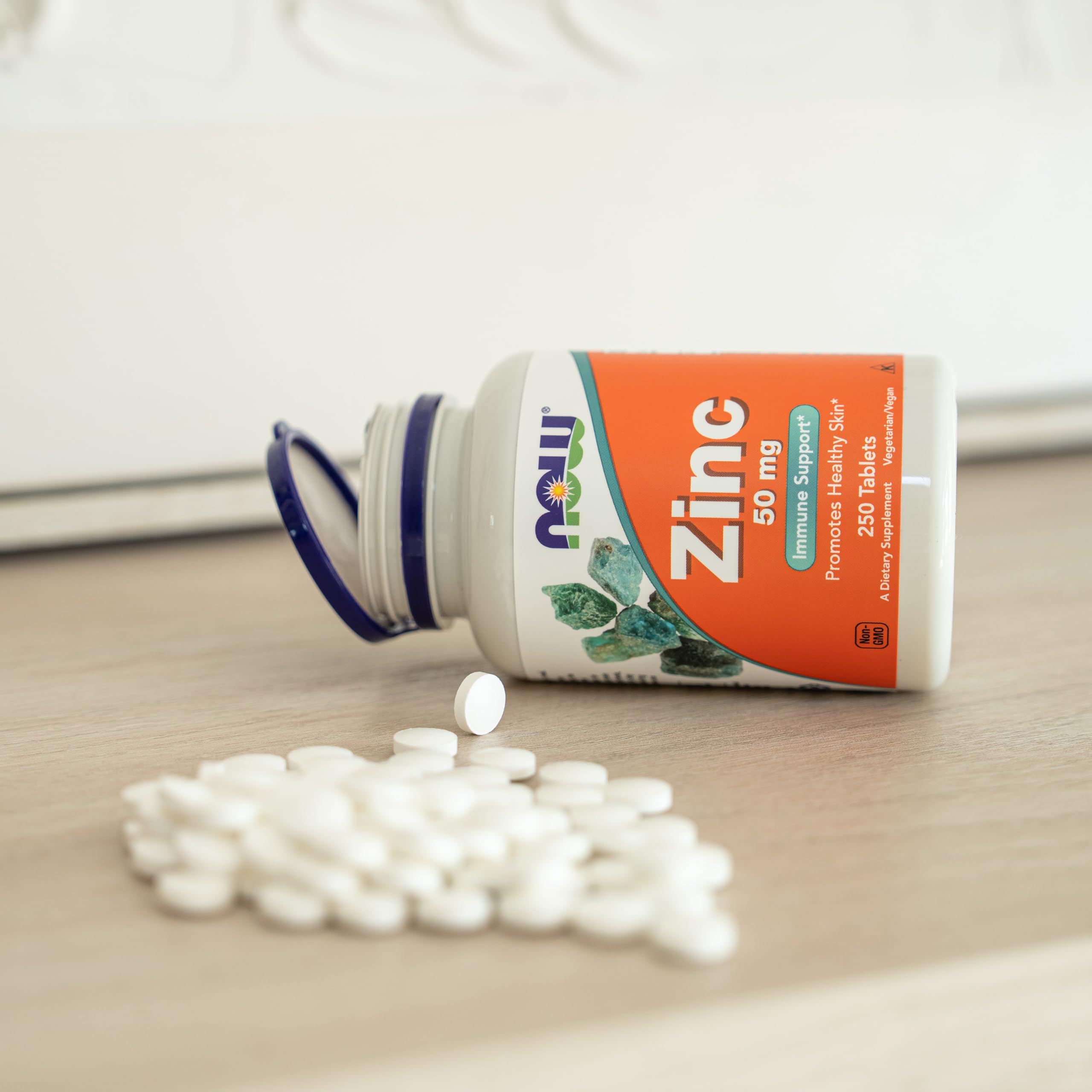 NOW Foods Zinc Gluconate, emballage fabriqué aux États‑Unis.