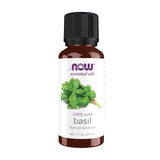 NOW huile de basilic — bouteille 1oz — énergie naturelle et parfum vivifiant.