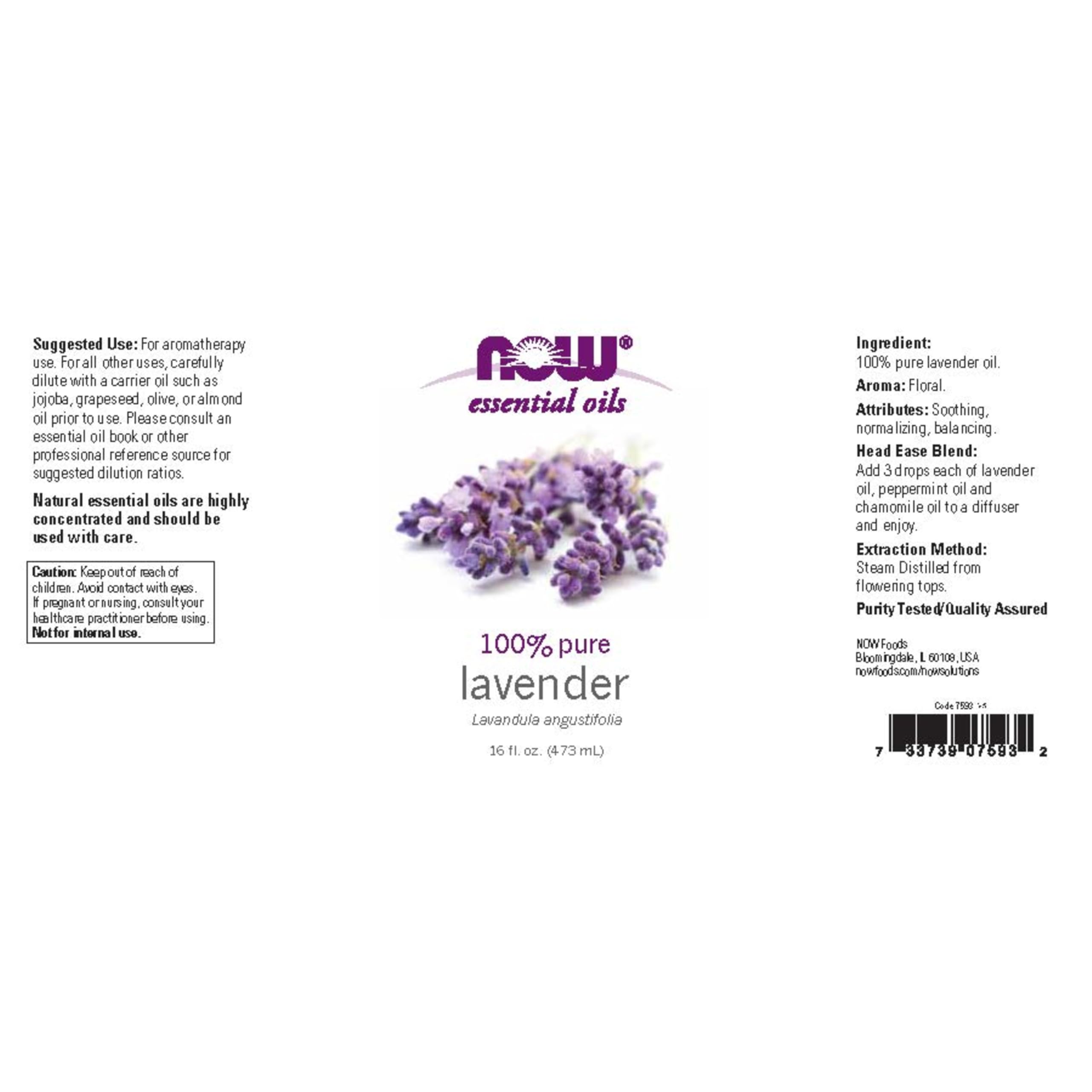Diffusion aromathérapie Lavande NOW Foods pour relaxation