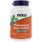 NOW Potassium Plus Iodine – flacon de comprimés, prêt à l'emploi pour la routine.