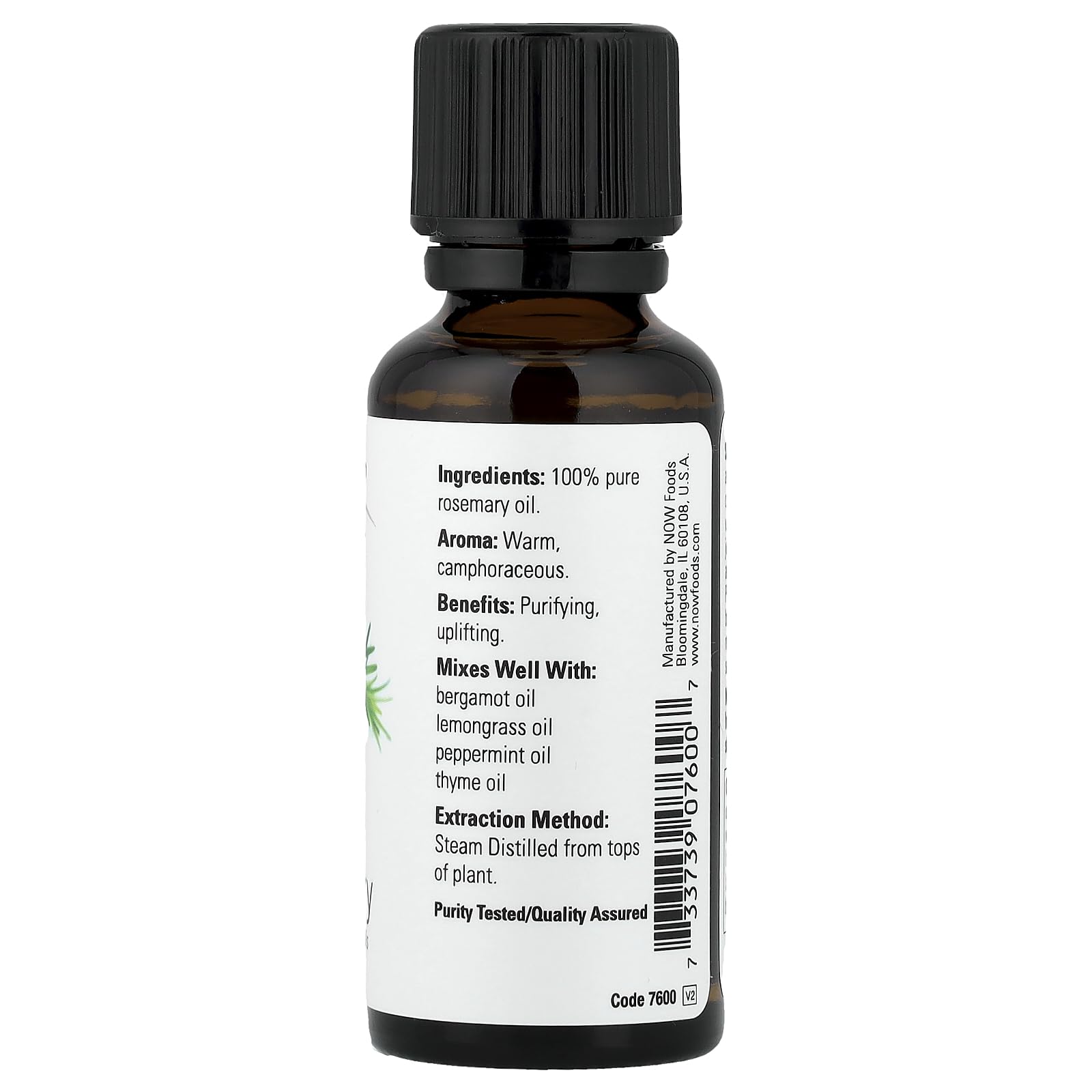 NOW Huiles essentielles de romarin – diffusion aromathérapie pour stimuler l’énergie et purifier l’air