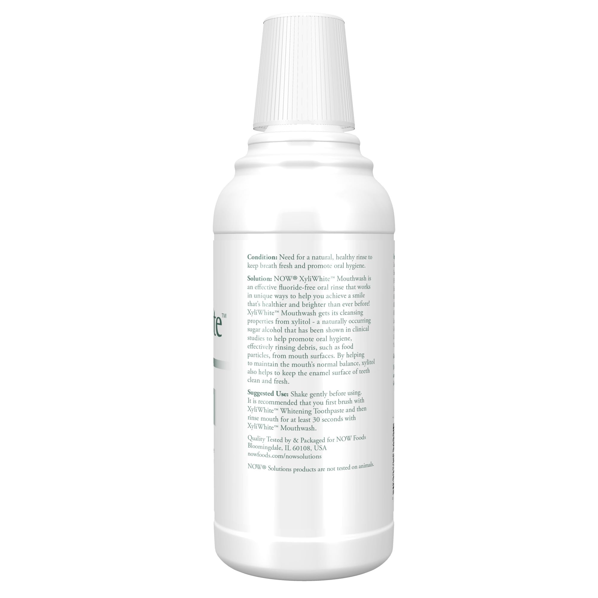 NOW Solutions XyliWhite – étiquette montrant xylitol et ingrédients naturels