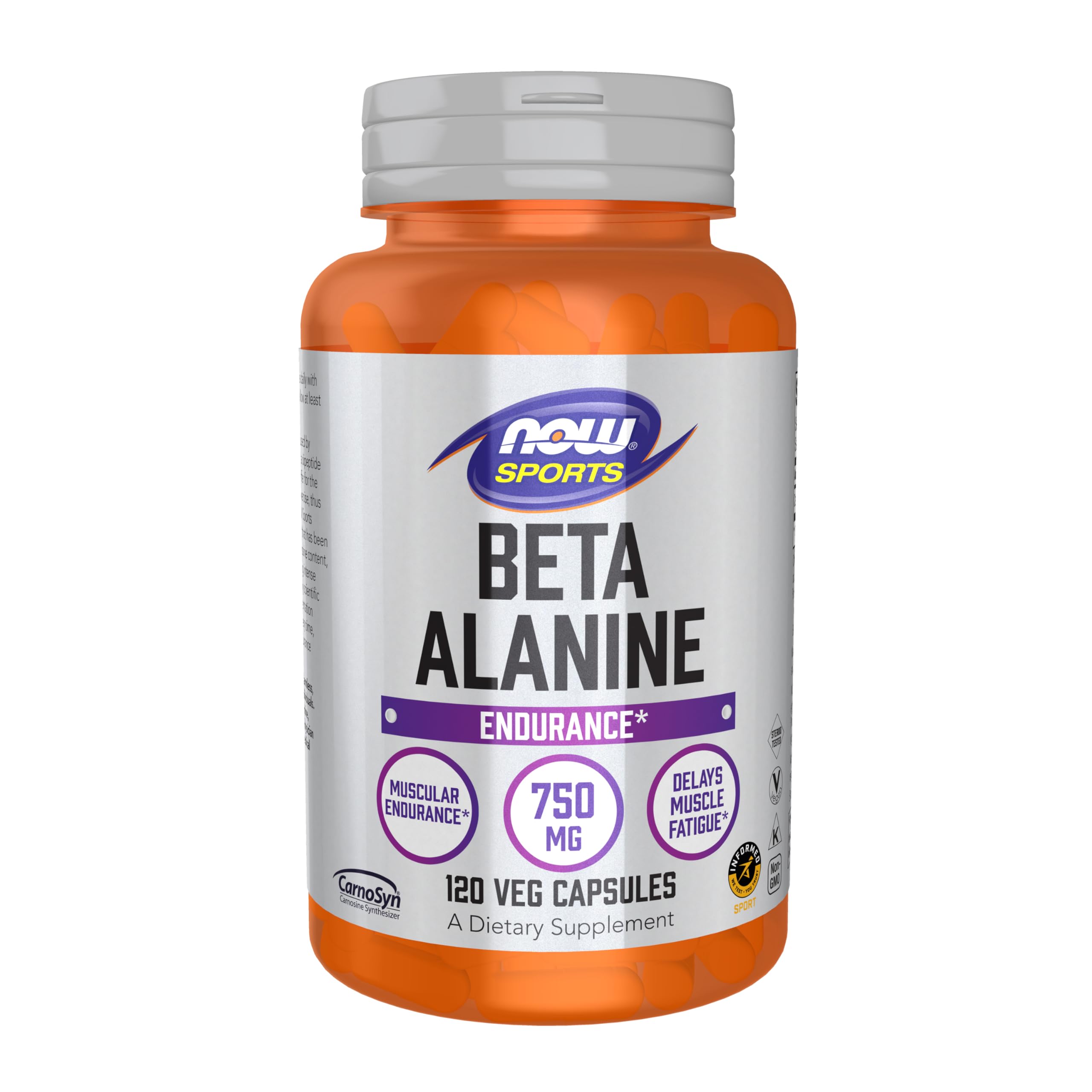 NOW Foods Beta-Alanine NOW Sports en capsules vegan, favorise l'endurance pendant l'entraînement.