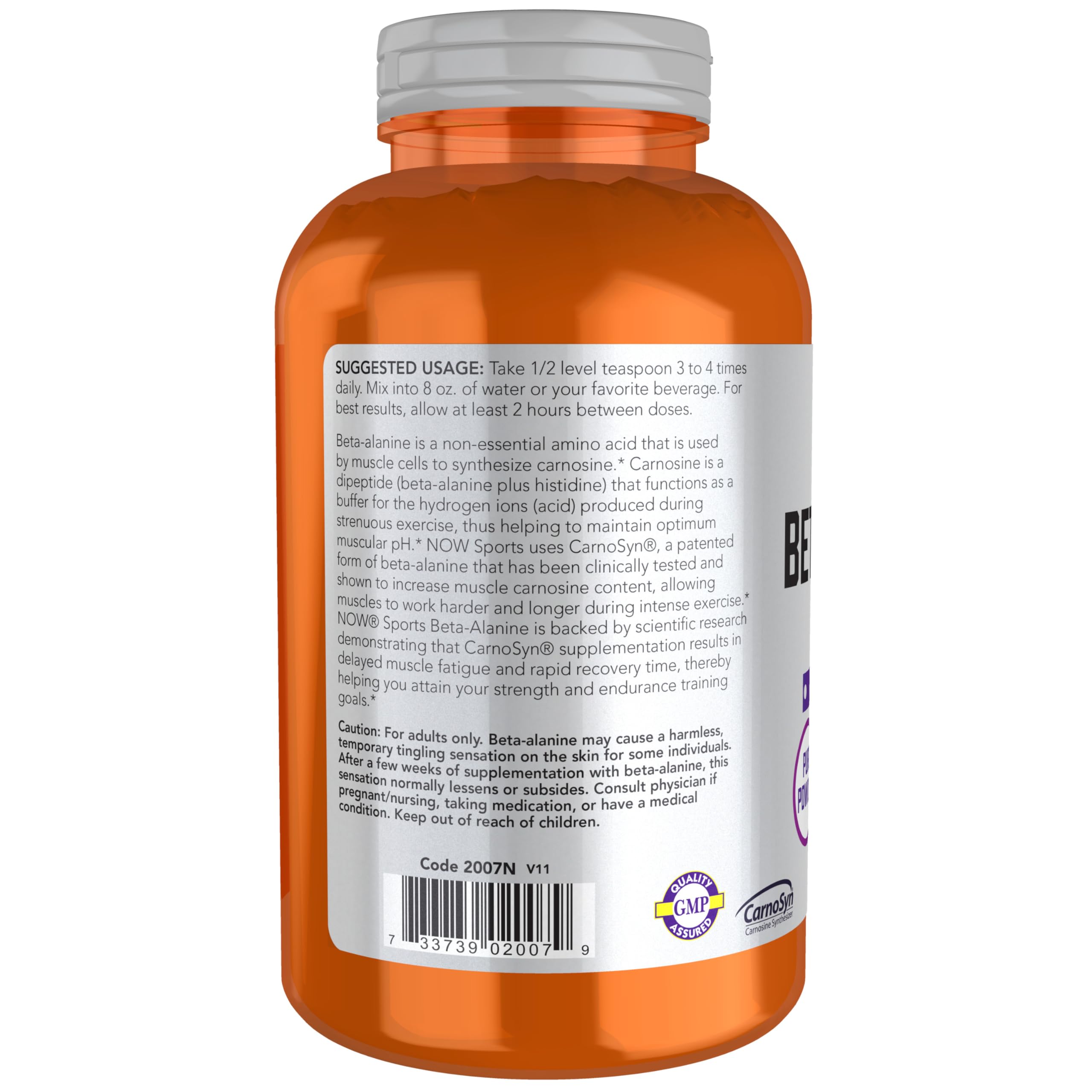 Texture fine de la poudre beta-alanine se dissolvant rapidement.