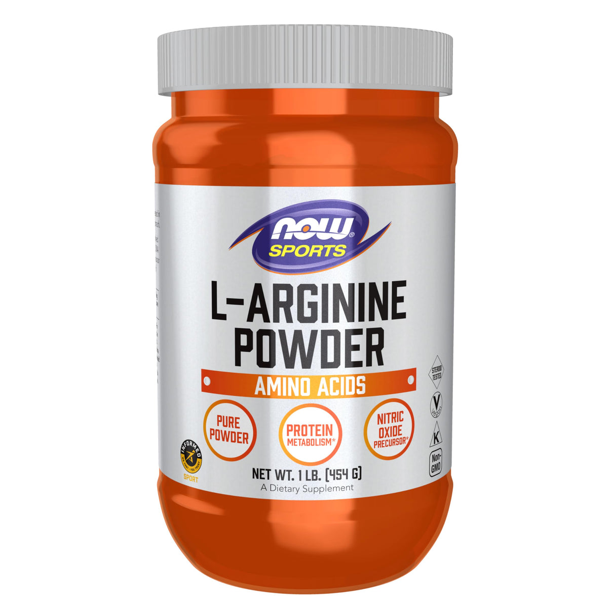 NOW Foods L-Arginine Poudre, bouteille – peut soutenir la synthèse protéique et l'endurance.