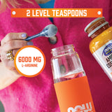 NOW Foods L-Arginine Poudre, étiquette – affiche clairement les informations d'utilisation.