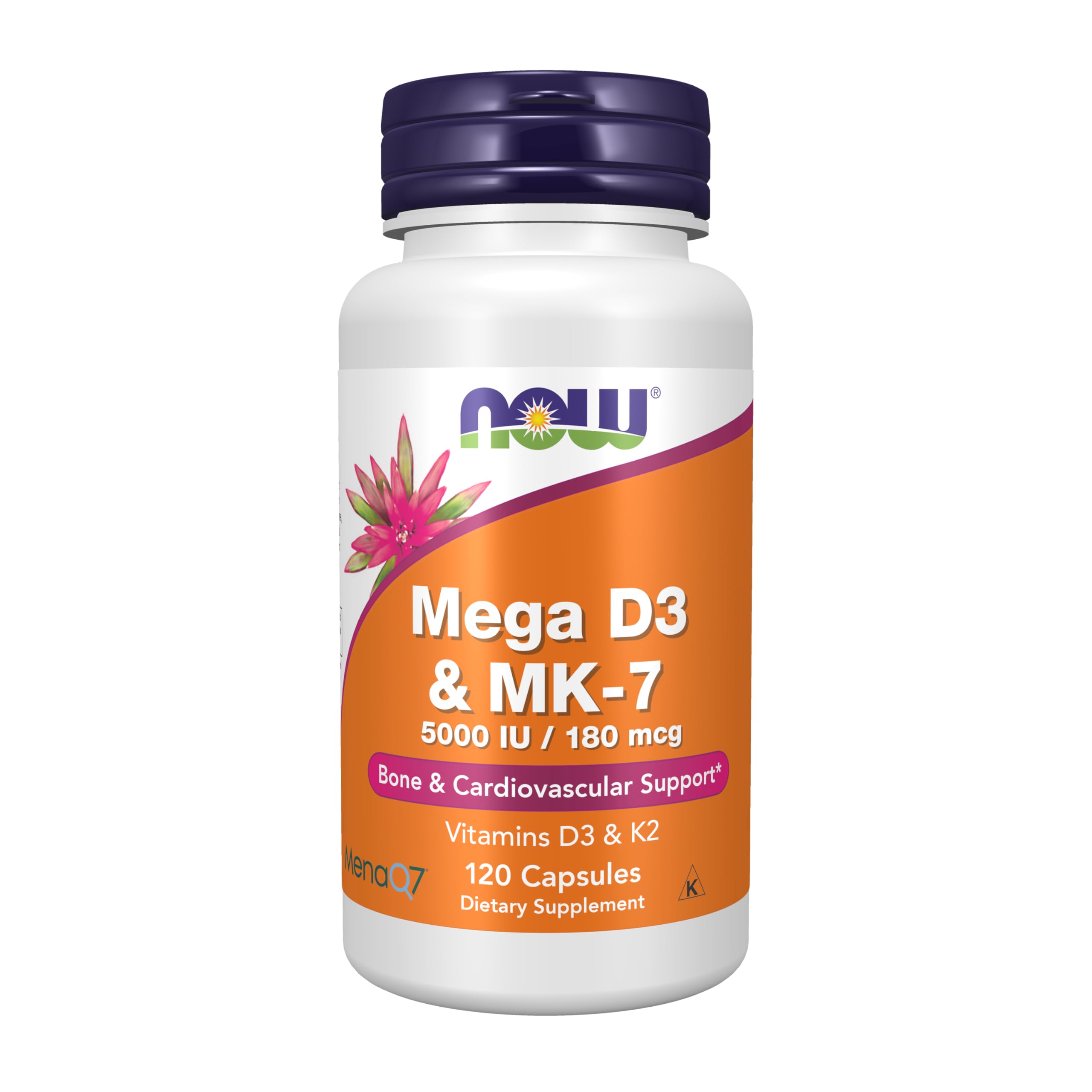 NOW Mega D3 & MK-7: bouteille prête pour la prise quotidienne, soutien potentiel des os