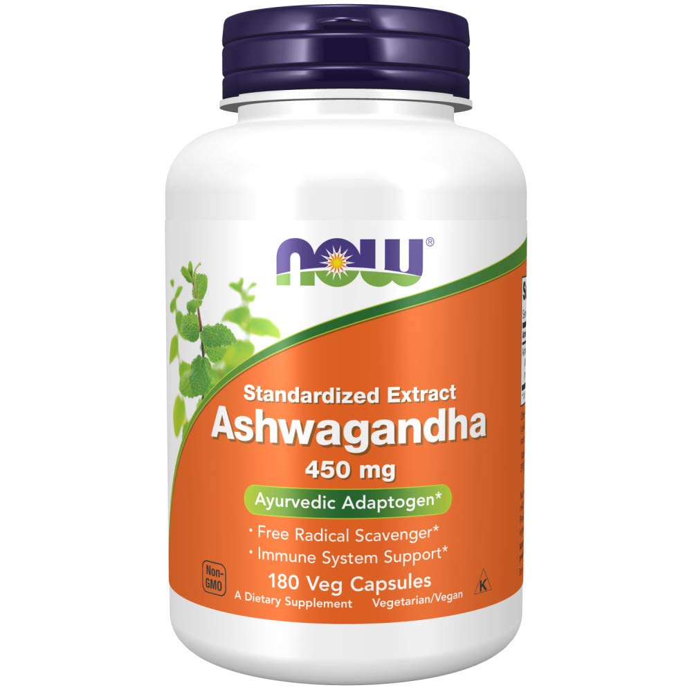 NOW Foods Ashwagandha Extrait 450 mg – capsules, soutien potentiel au bien-être quotidien.