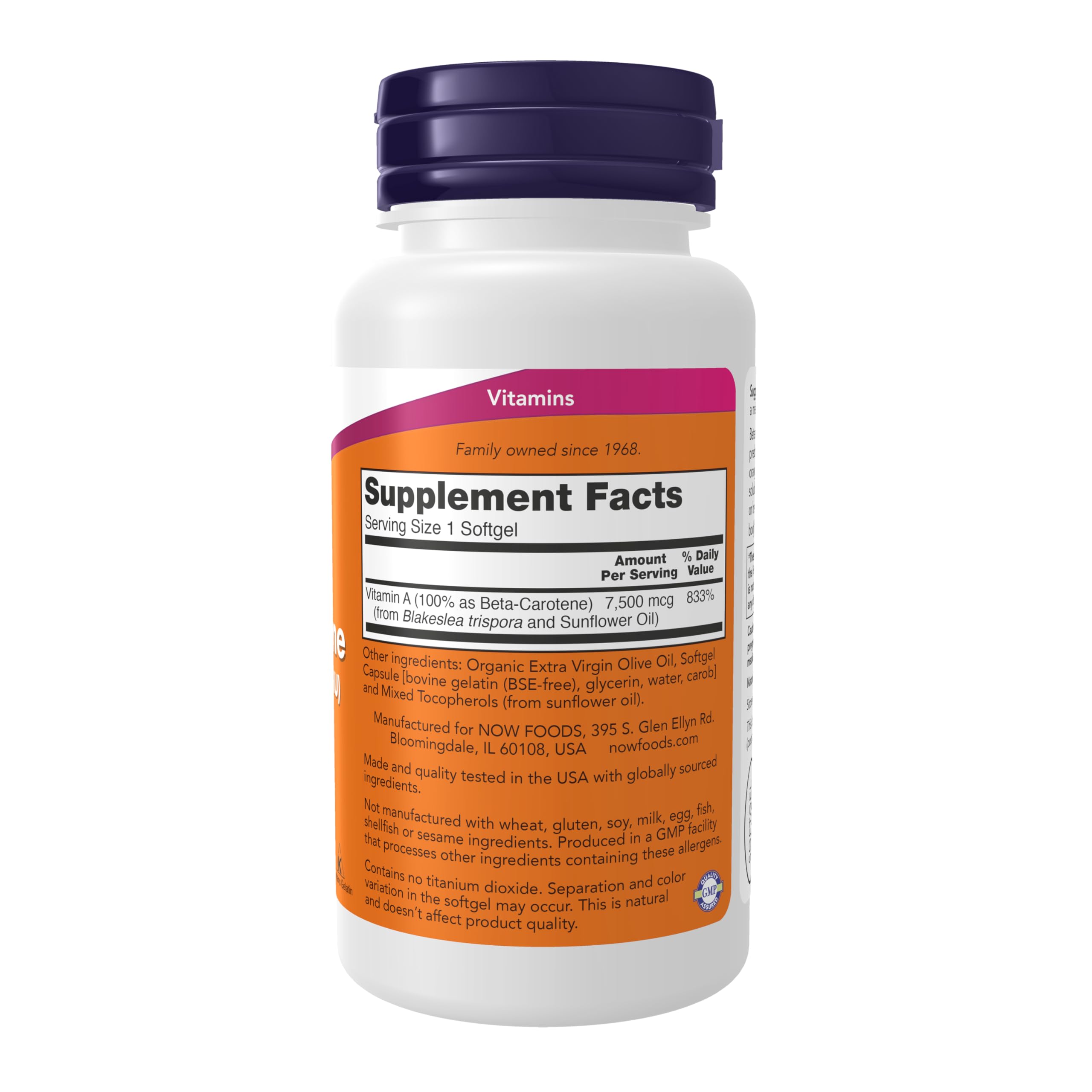 NOW Foods Beta-Carotene: gelules orange faciles à prendre