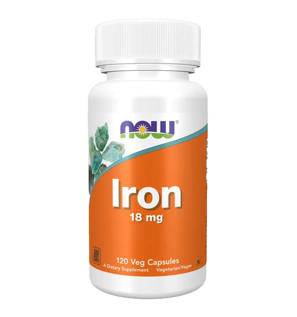 NOW Foods Fer 18 mg – Bouteille végétale pratique pour l'apport quotidien en fer.