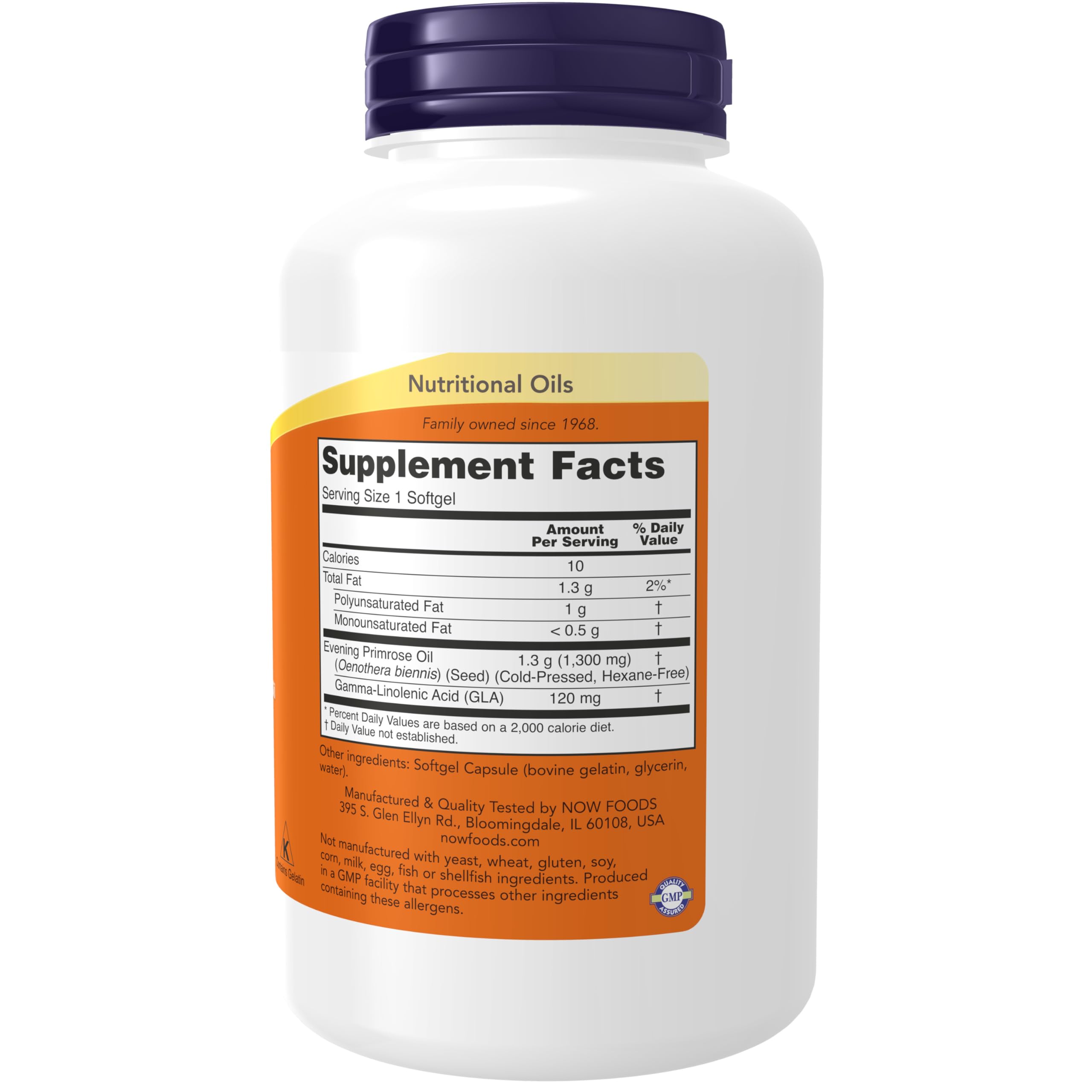 NOW Foods Huile d'onagre - capsules molles faciles à prendre avec repas.