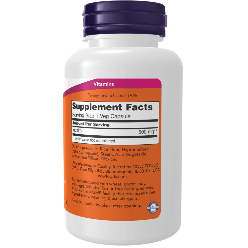 NOW Foods Inositol pack de 2, emballage visible, format pratique pour usage quotidien.