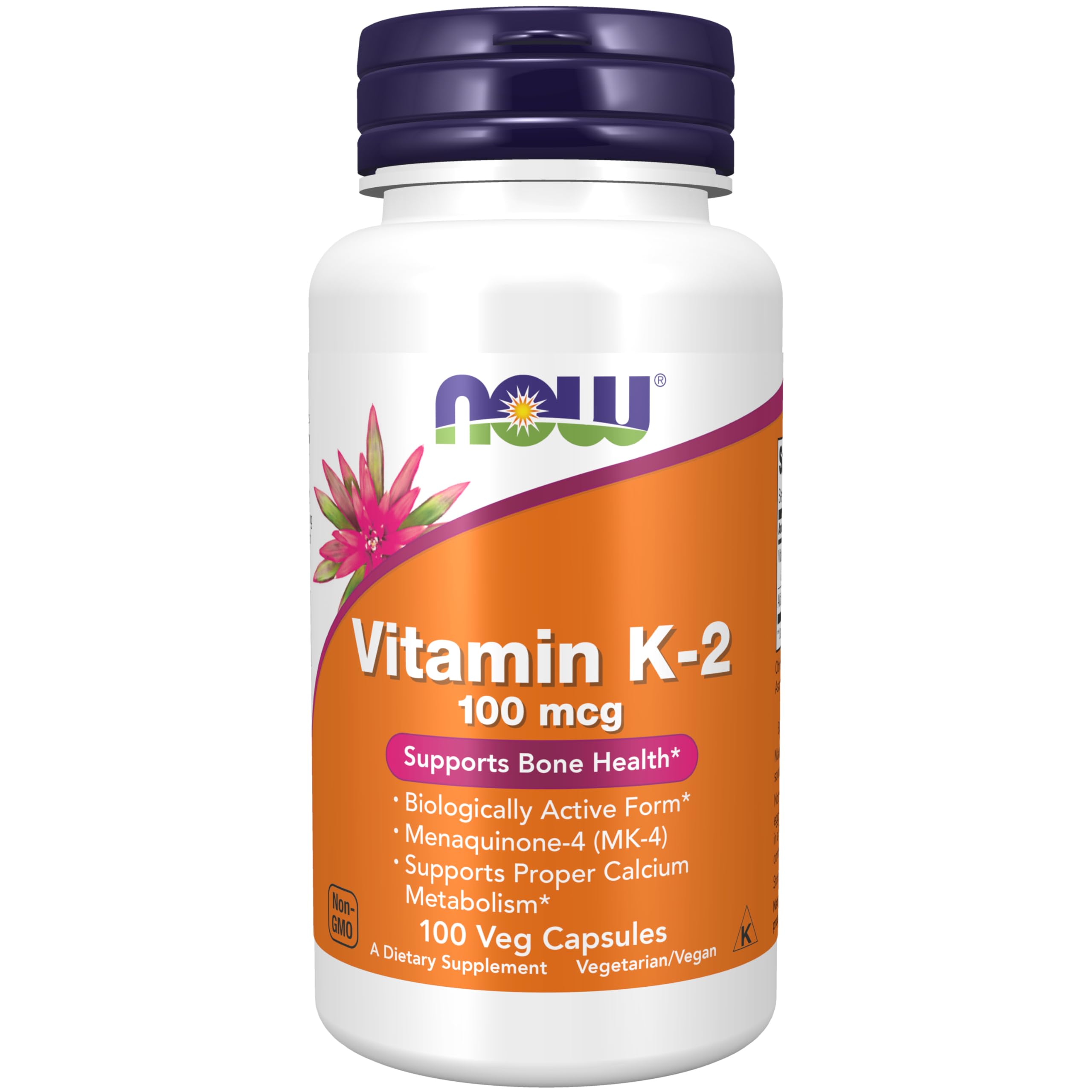 NOW Foods K2 100 mcg gélules dans une bouteille pour usage quotidien potentiel