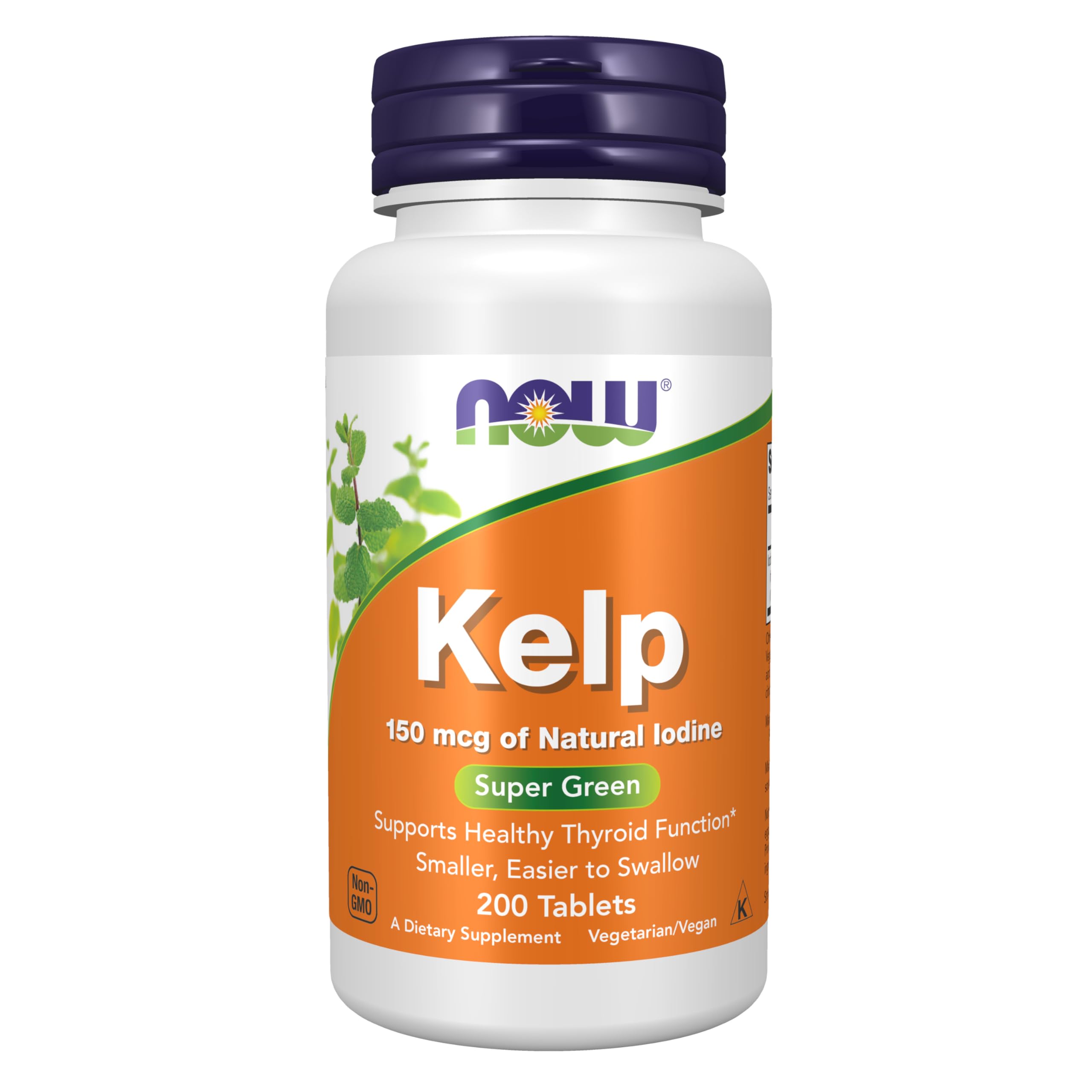 NOW Foods Kelp: bouteille de 200 tablettes, faciles à avaler pour l’apport en iode naturel.