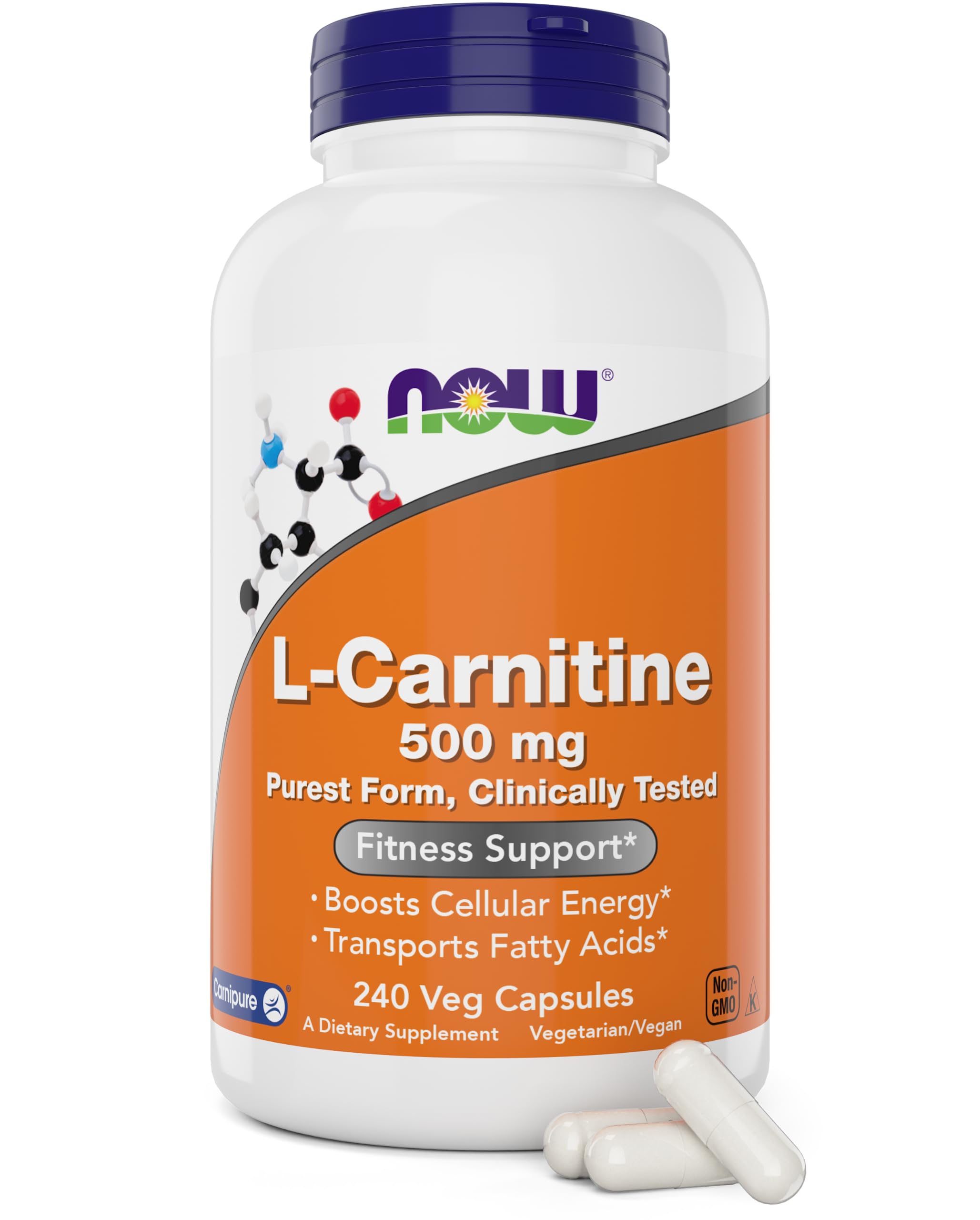 NOW Foods L-Carnitine 500 mg, capsules véganes, soutien énergie possible pour sportifs.