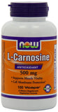 Now Foods L-Carnosine 500 mg, pack de 2 gélules végétales, soutien antioxydant potentiel.