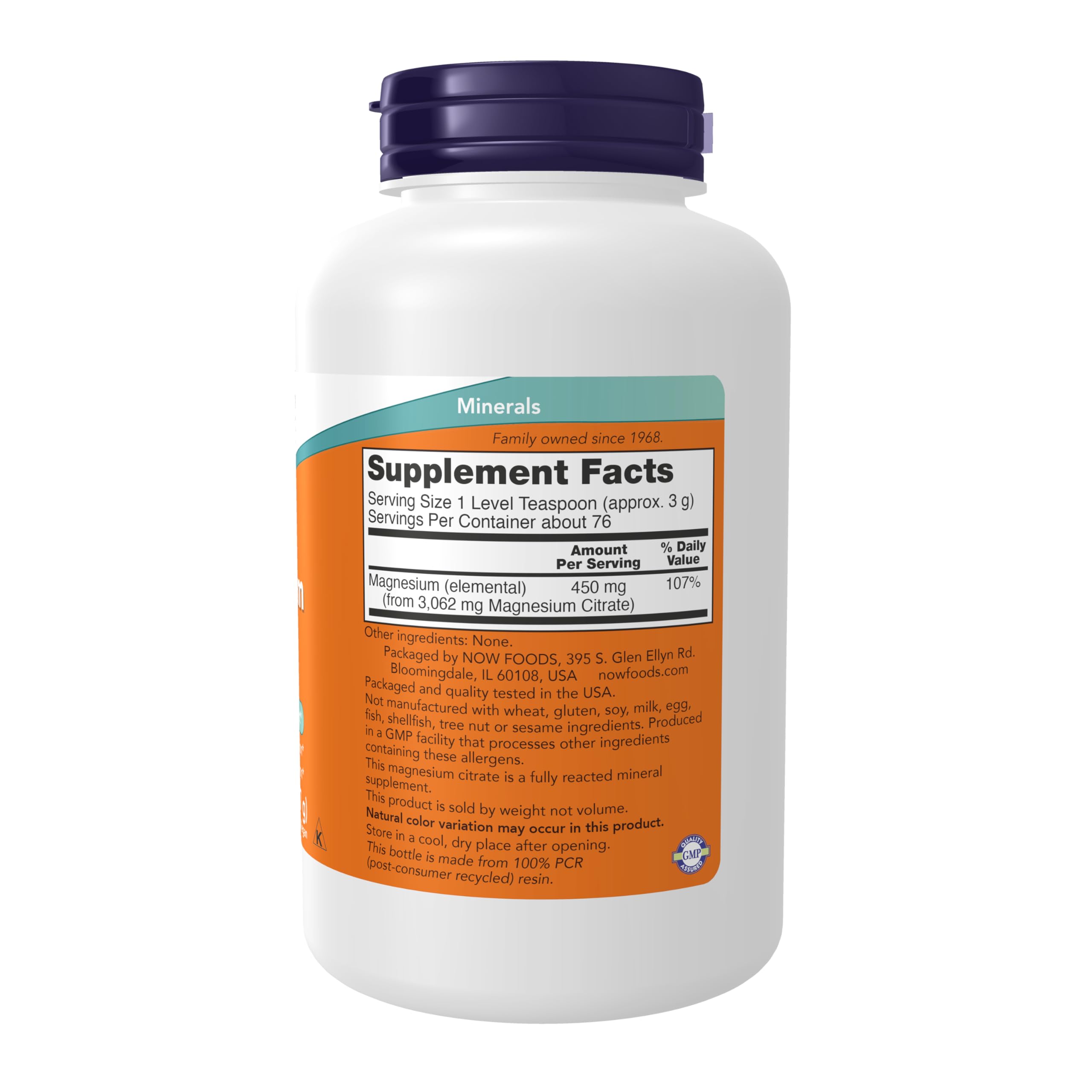 NOW Foods Magnésium Citrate Poudre Pure, texture fine et homogène