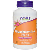 NOW Foods Niacinamide 500 mg, bouteille: forme sans flush pour soutenir l'énergie quotidienne.