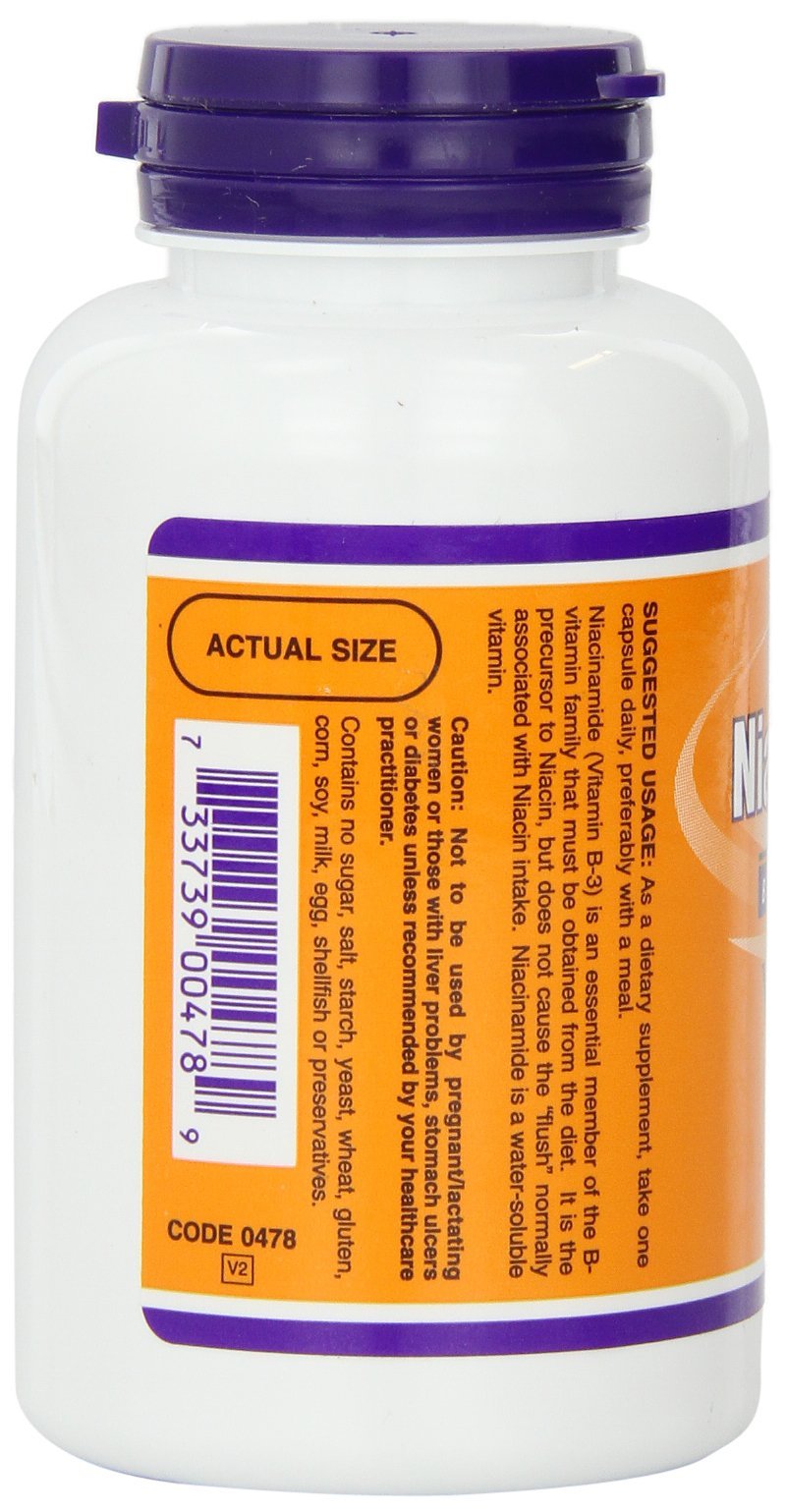 NOW Foods Niacinamide 500 mg, etiquette: certification et traçabilité garanties.