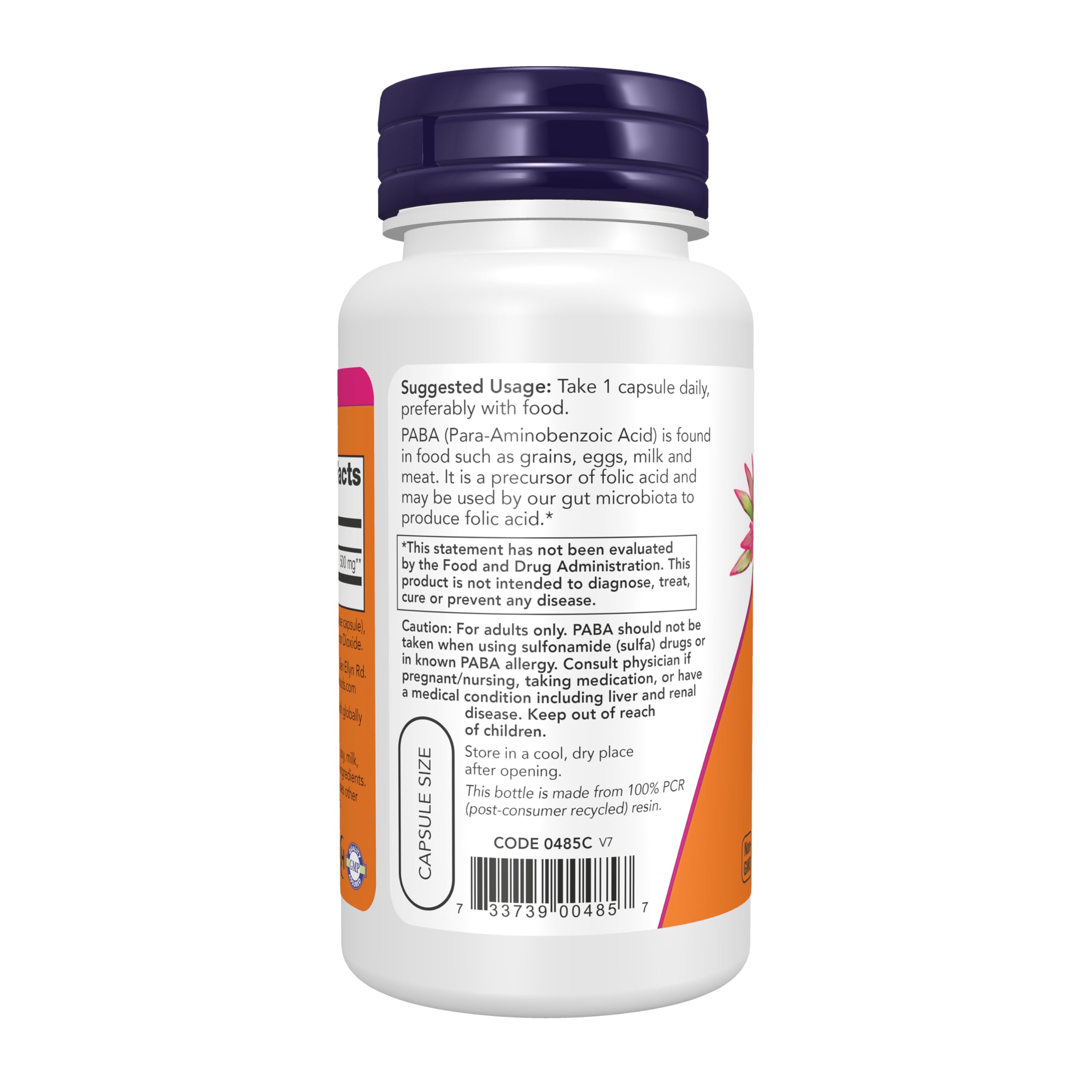 NOW Foods PABA 500mg, étiquette claire, référence fiable pour votre supplément quotidien