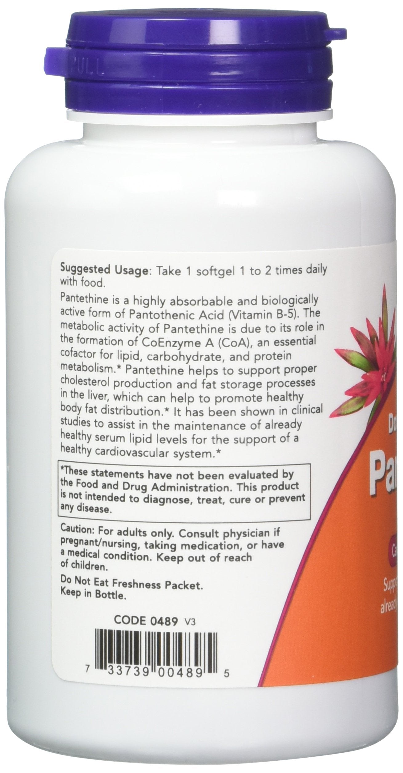 Gélules Pantethine 600 mg NOW Foods pour un dosage pratique et régulier