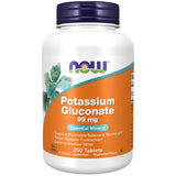 NOW Foods Potassium Gluconate, bouteille visible, soutien potentiel à l'équilibre électrolytique.