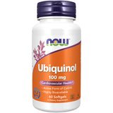 Flacon NOW Foods ubiquinol 100 mg, soutien potentiel énergie cellulaire