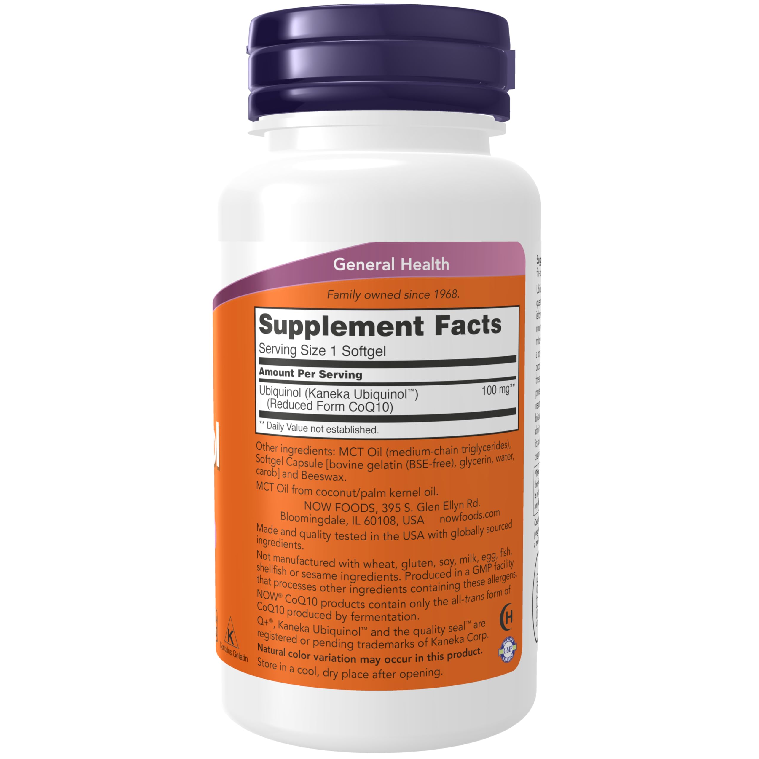 Gélules NOW Foods ubiquinol, formulation prête à l’absorption
