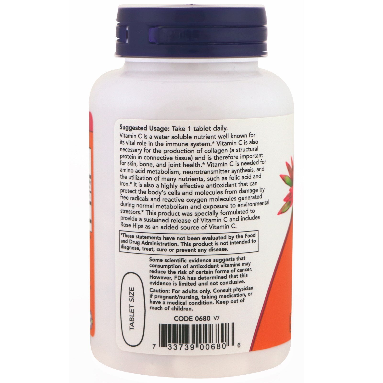 NOW Foods Vitamine C-1000, baies de cynorrhodon, source naturelle de vitamine C.