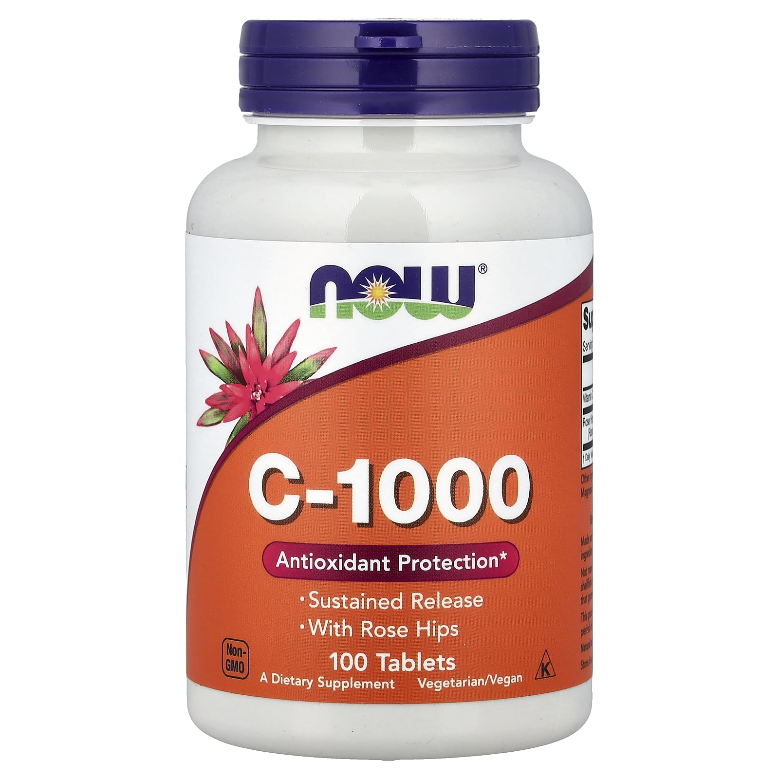 NOW Foods Vitamine C-1000, bouteille à libération prolongée, soutien immunitaire potentiel durable.