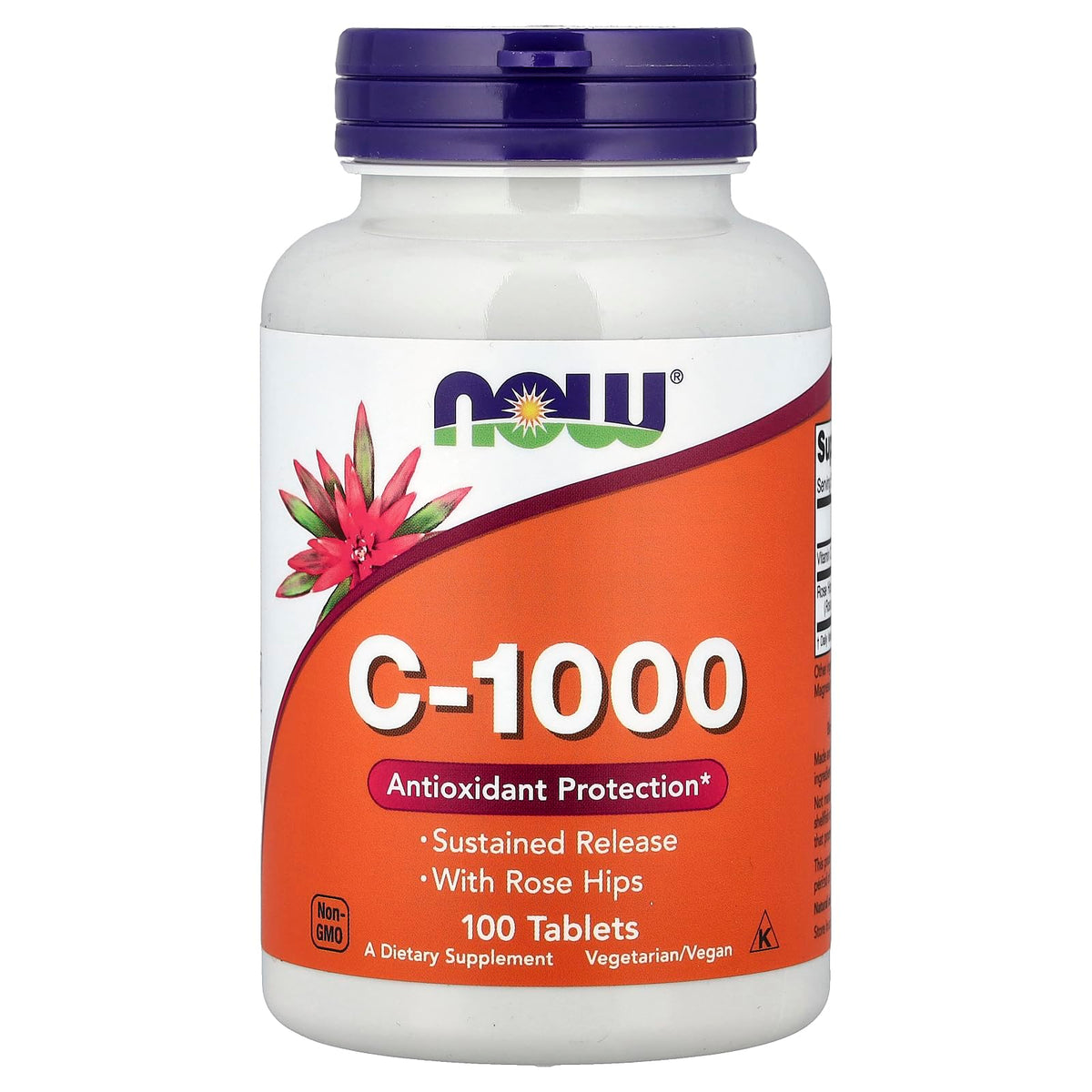 NOW Foods Vitamine C-1000, bouteille à libération prolongée, soutien immunitaire potentiel durable.