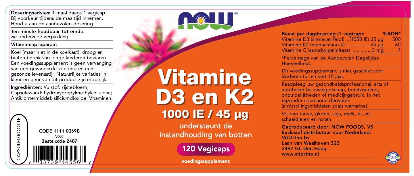 NOW Foods Vitamine D-3 & K-2, etiquette, pratique pour routine quotidienne.