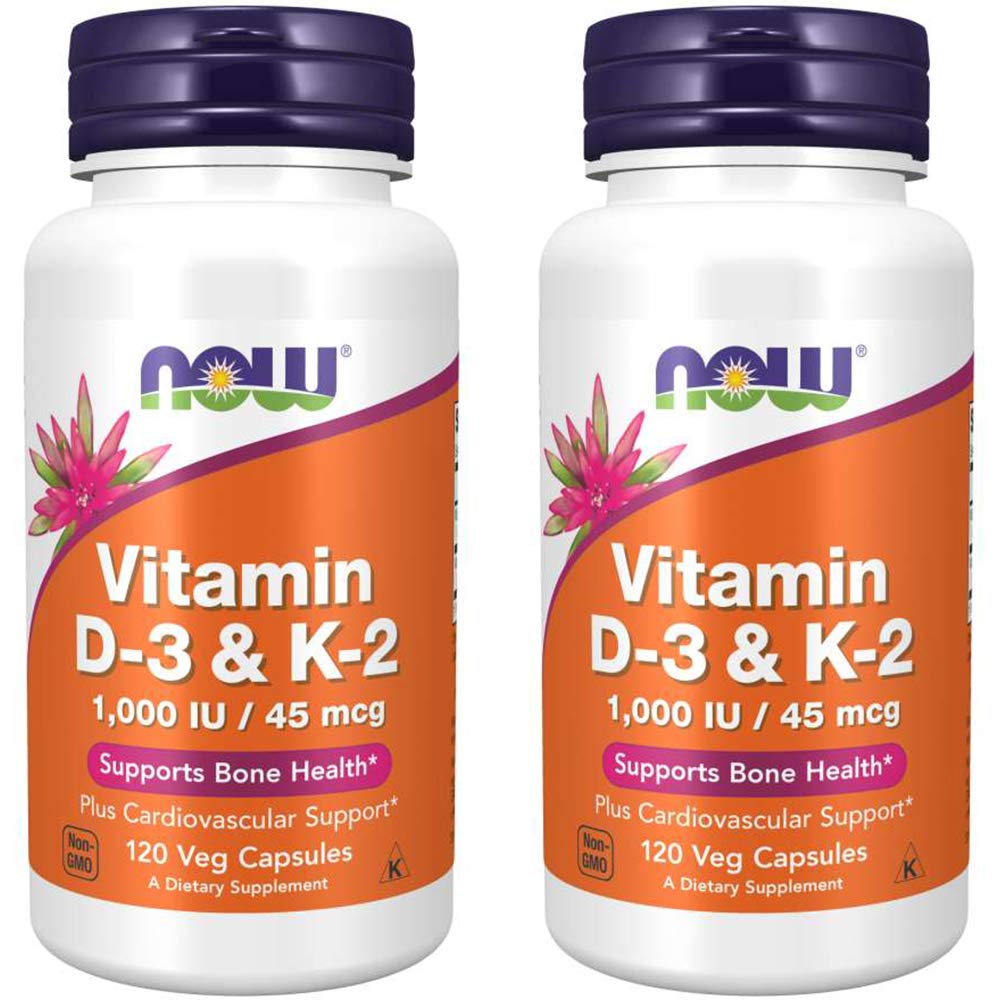 NOW Foods vitamine D3-K2, capsules végétales, soutient la santé des os et des dents