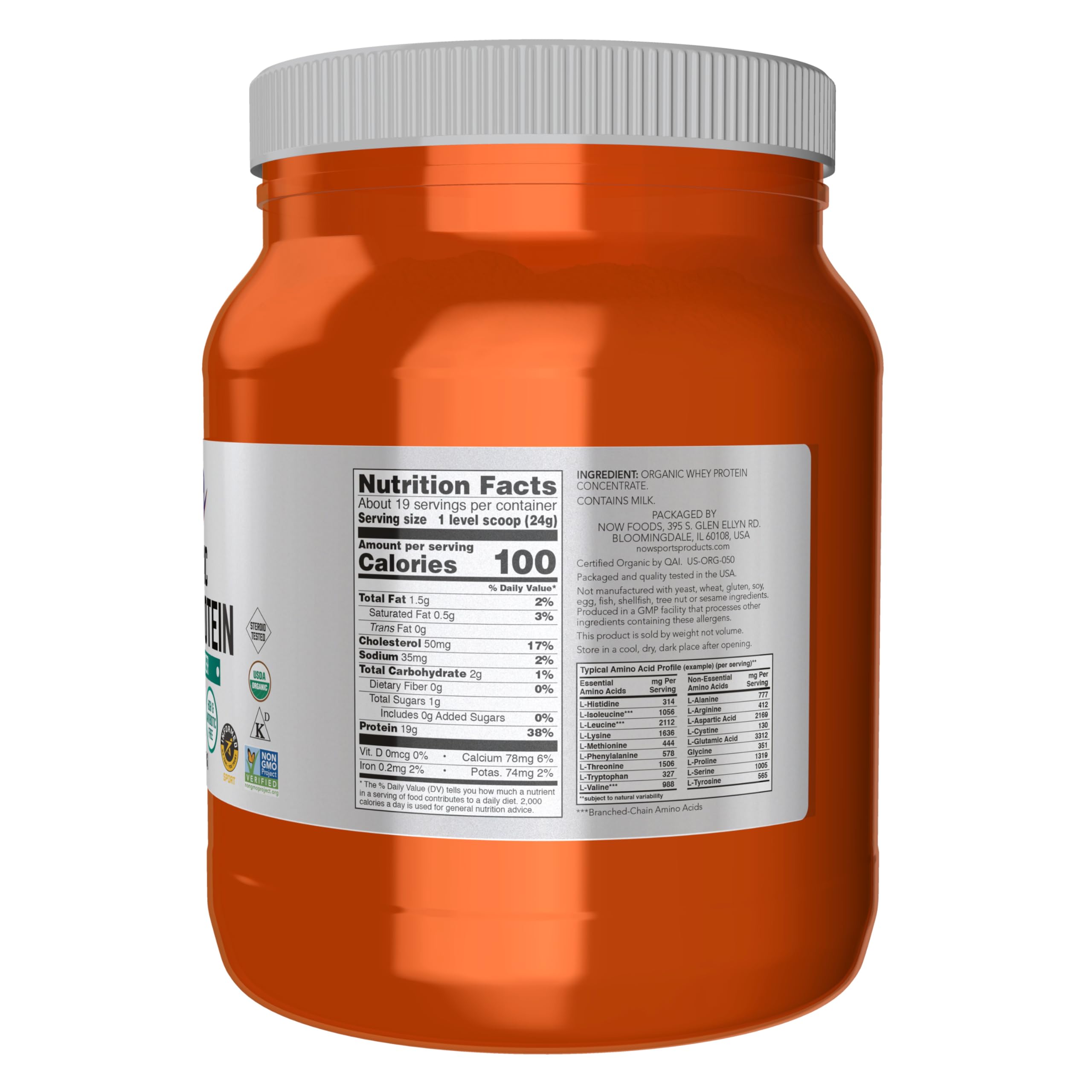 NOW Foods Whey doseur: cuillère précise de 24 g pour dosages faciles.