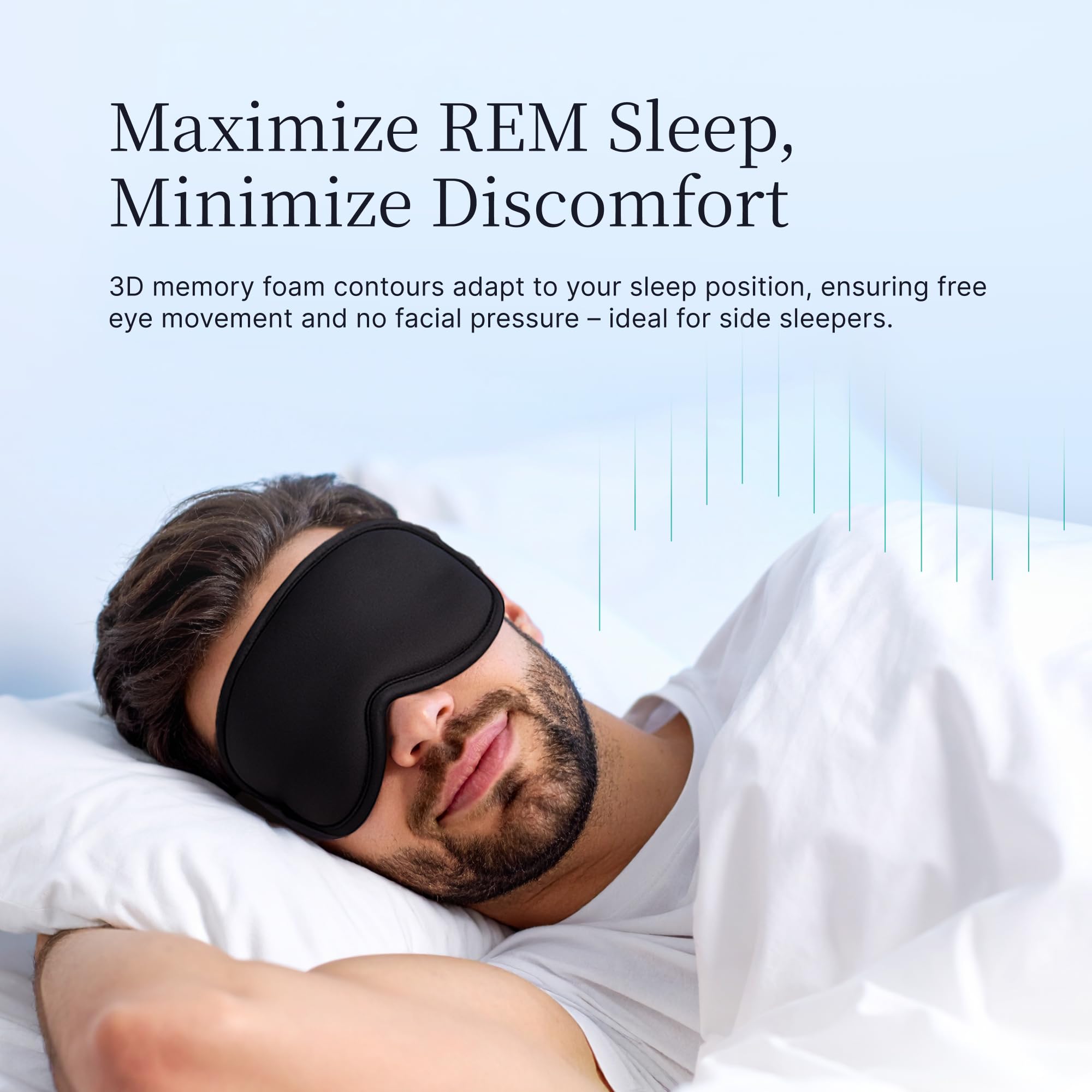 NOX SLEEP masque yeux 3D REM, confort pendant les mouvements oculaires.