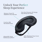 NOX SLEEP masque yeux en soie glacée, régulation thermique pour nuits fraîches.