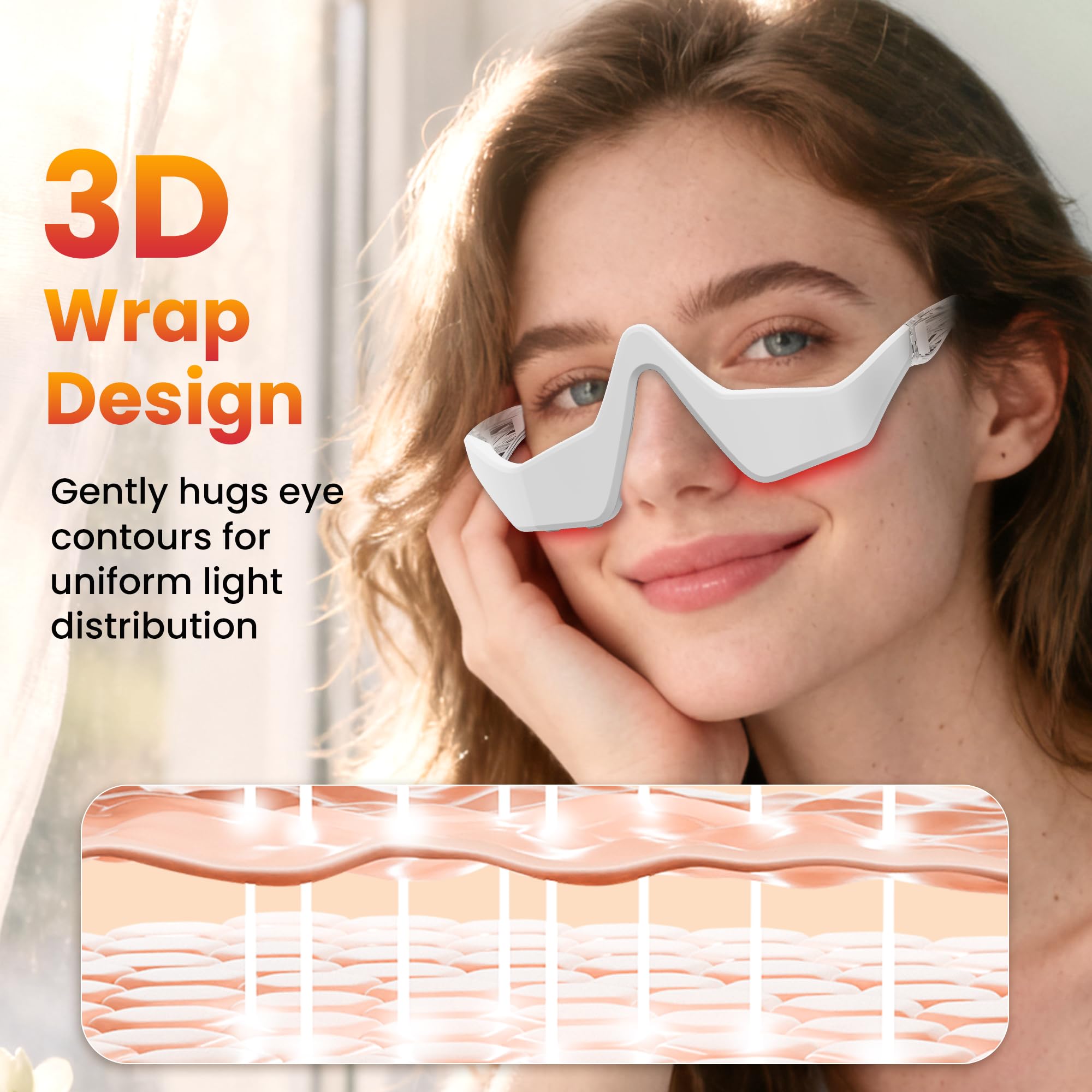 Npccto lunettes thérapie rouge 650nm, microcourant doux pour une routine maison.