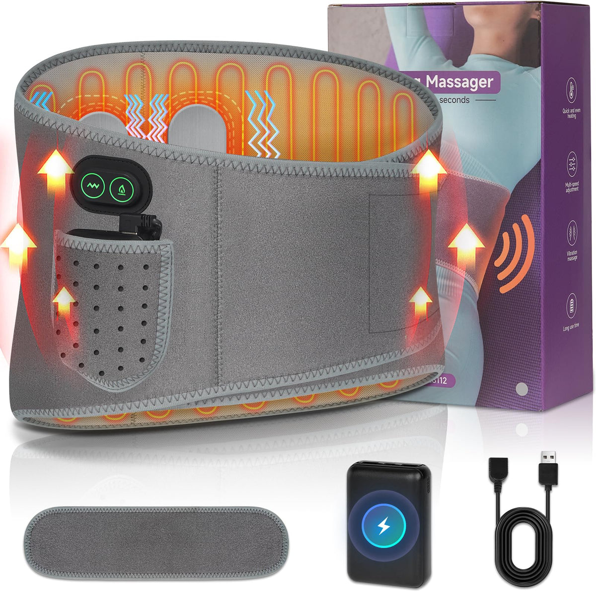 Nsoela ceinture chauffante pour dos, 60 pouces, chaleur rapide et confort.