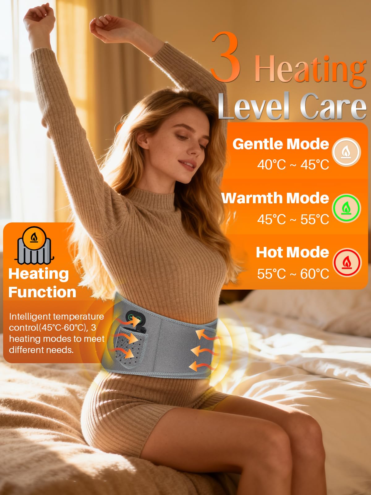 Nsoela contrôle tactile chaleur ajustable pour détente ciblée.